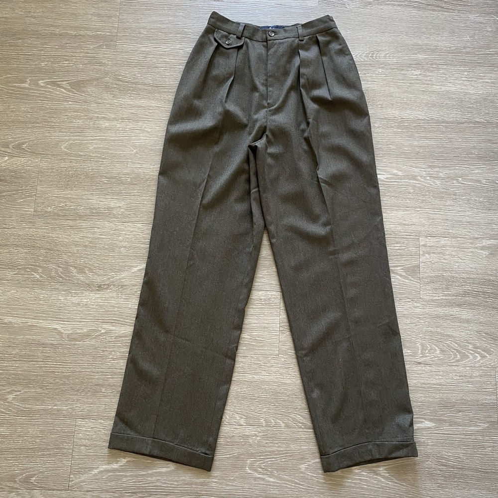 Vintage Ralph Lauren Pleated Wool Dress Pants Women's 10 Brown Old Money Preppy - Picture 2 of 10